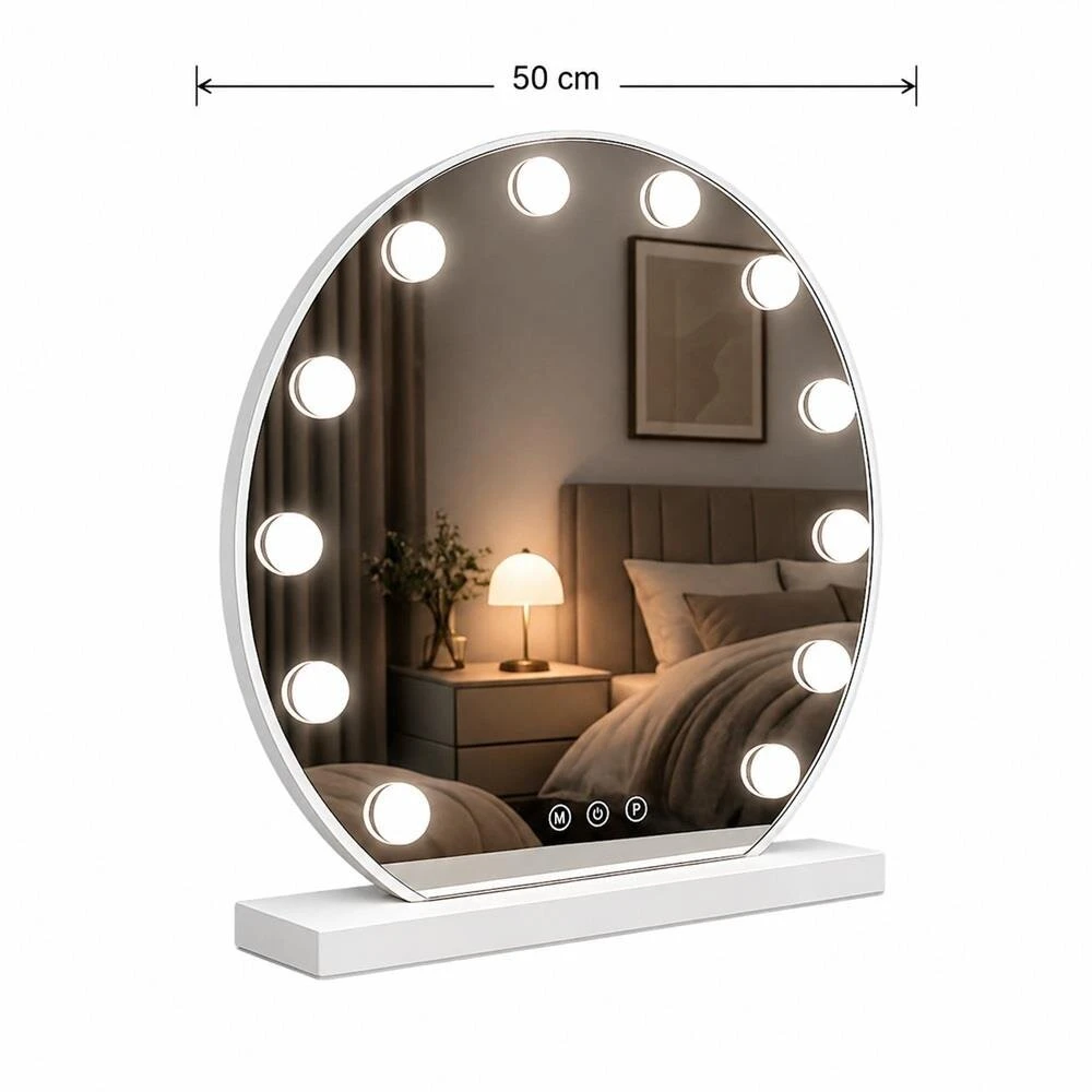 Beauty System LED apšviestas veidrodis HOLLYWOOD Ø 50cm
