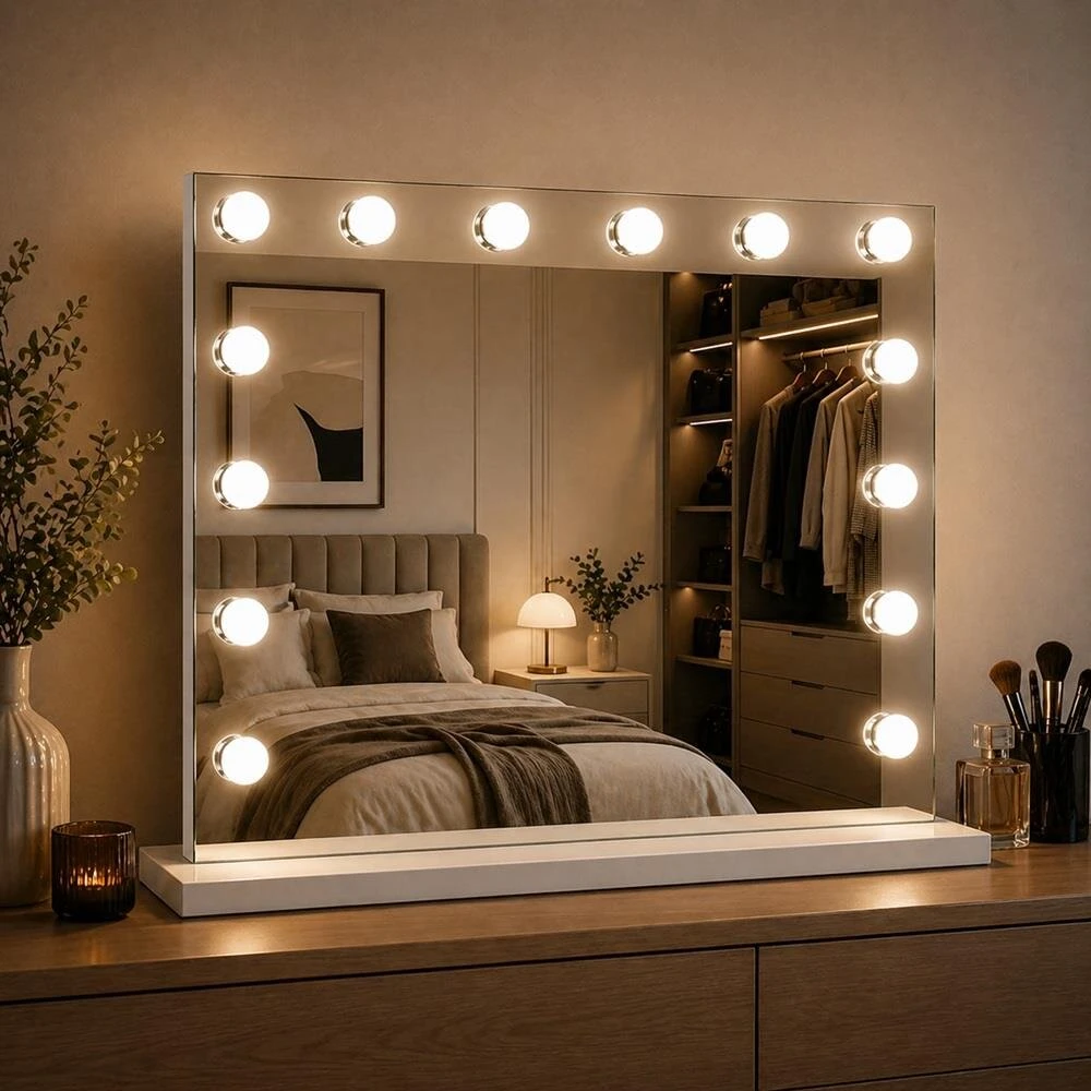 Beauty System Makiažo veidrodis su LED apšvietimu HOLLYWOOD 80x65cm