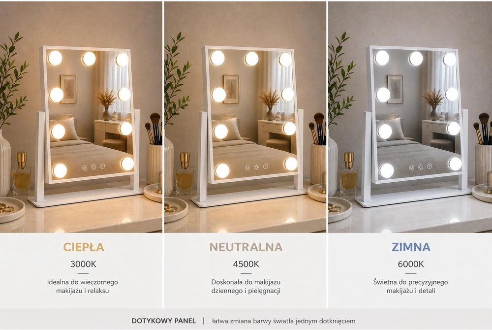 Beauty System Makiažo veidrodis su LED apšvietimu HOLLYWOOD 29x36cm