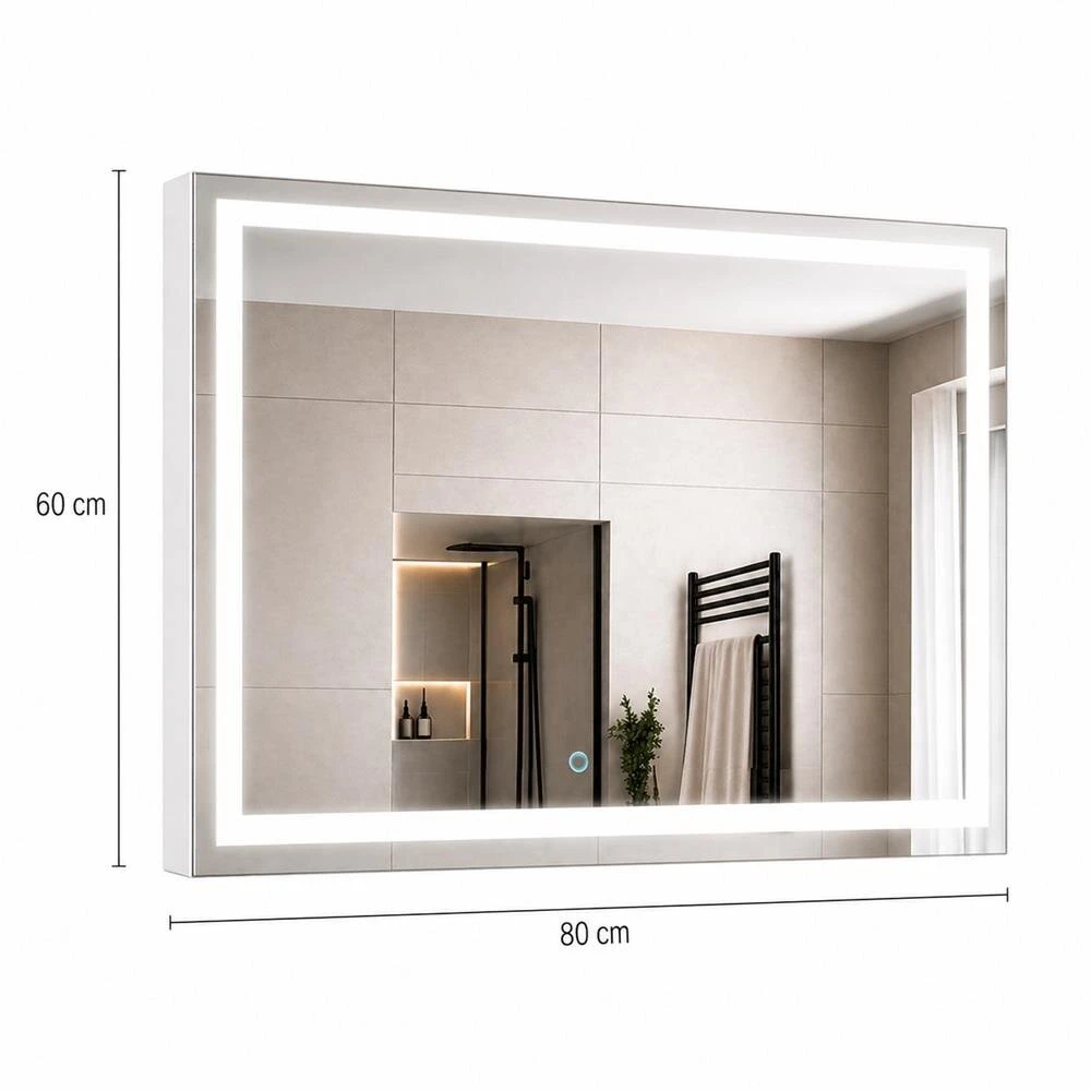 Beauty System Makiažo veidrodis su LED apšvietimu NEW YORK 60x80cm