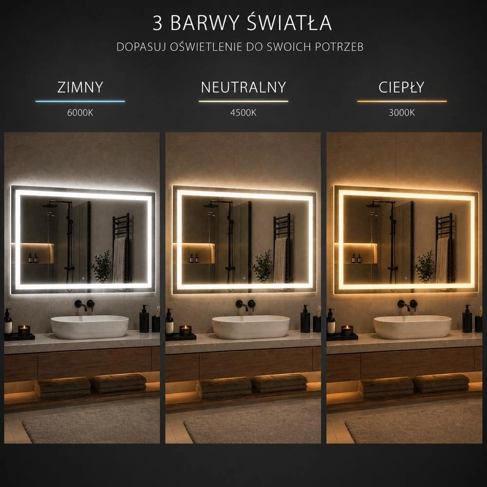Beauty System Makiažo veidrodis su LED apšvietimu NEW YORK 60x80cm