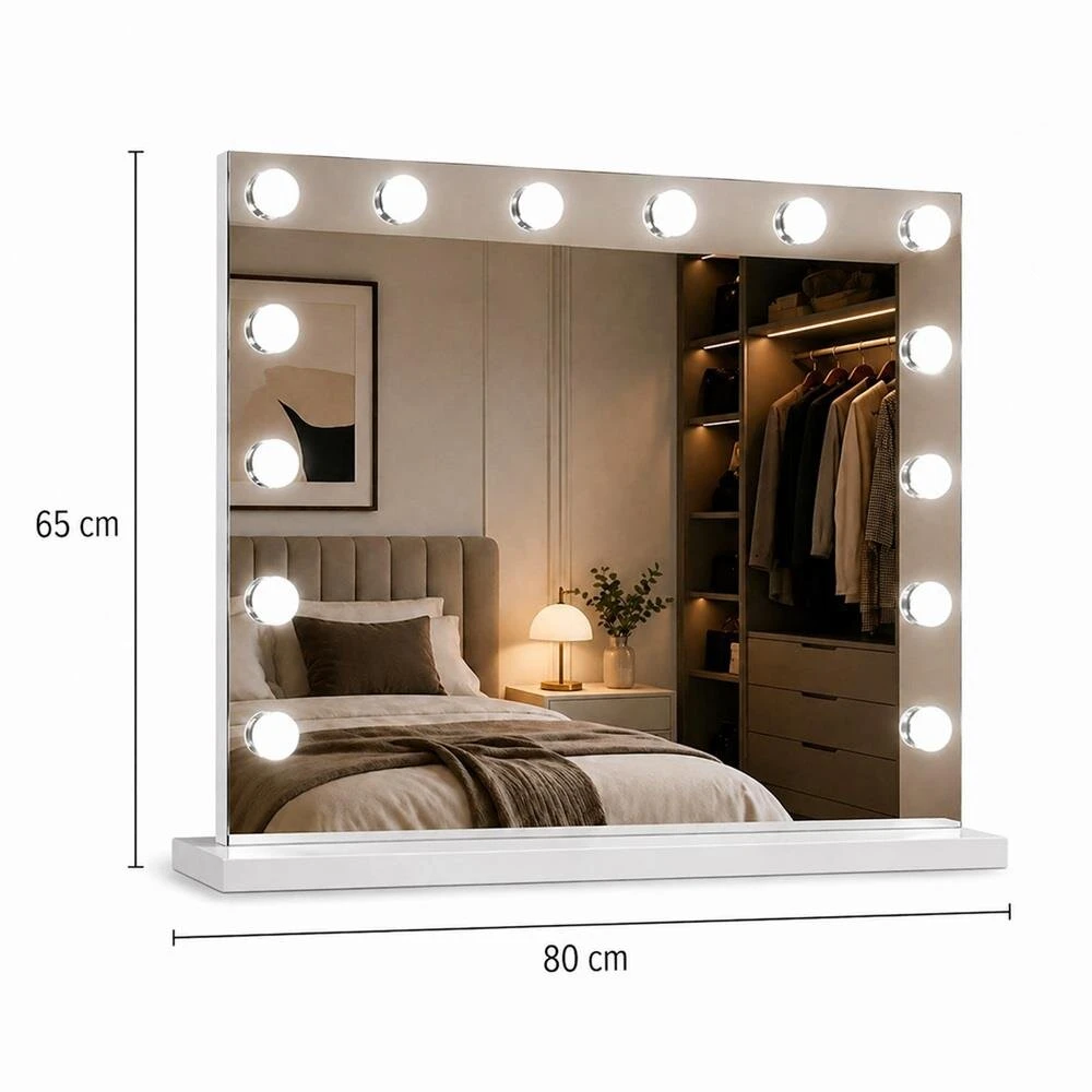 Beauty System Makiažo veidrodis su LED apšvietimu HOLLYWOOD 80x65cm