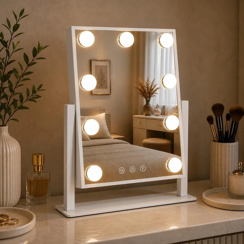 Beauty System Makiažo veidrodis su LED apšvietimu HOLLYWOOD 29x36cm