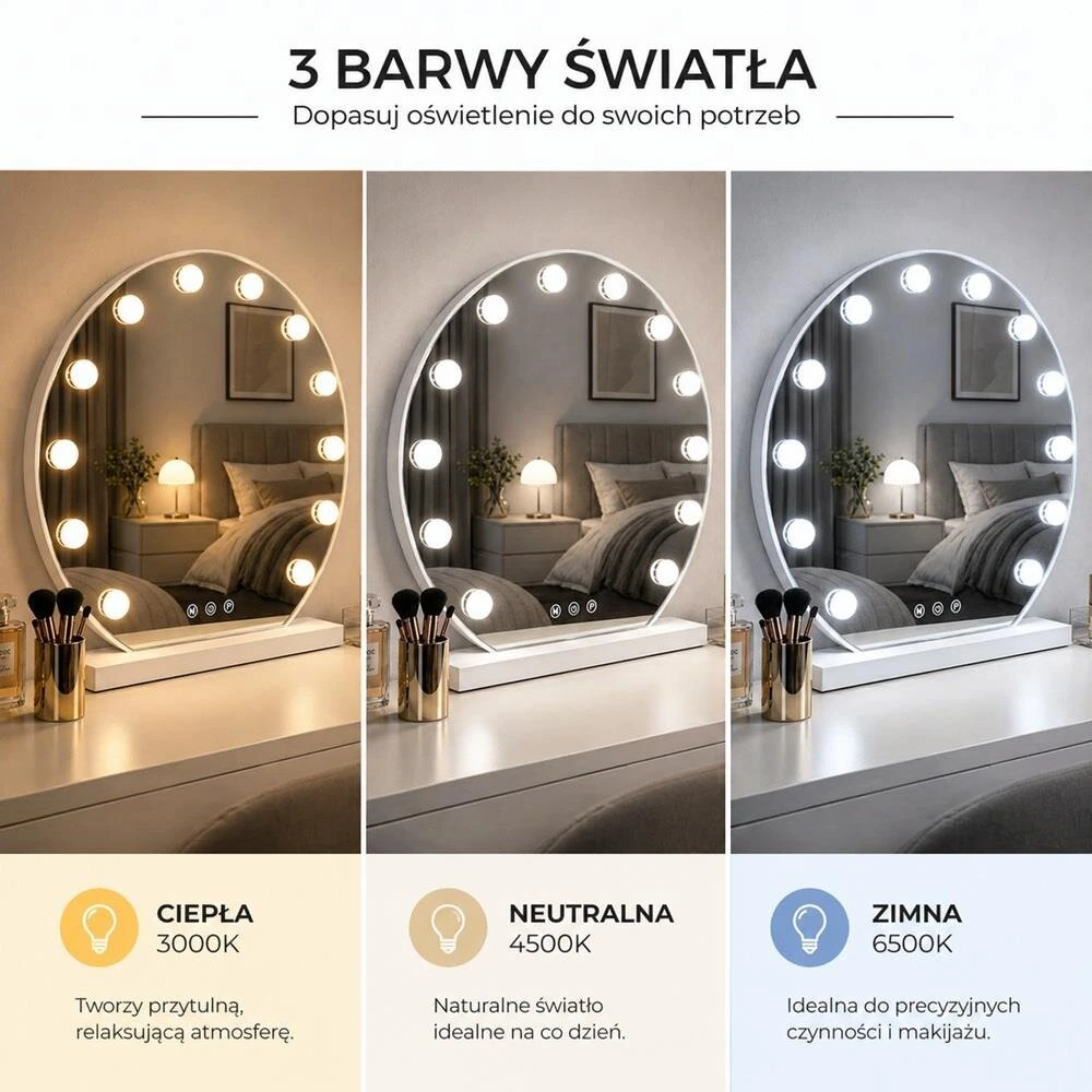 Beauty System Makiažo veidrodis su LED apšvietimu GLAMOUR 50cm