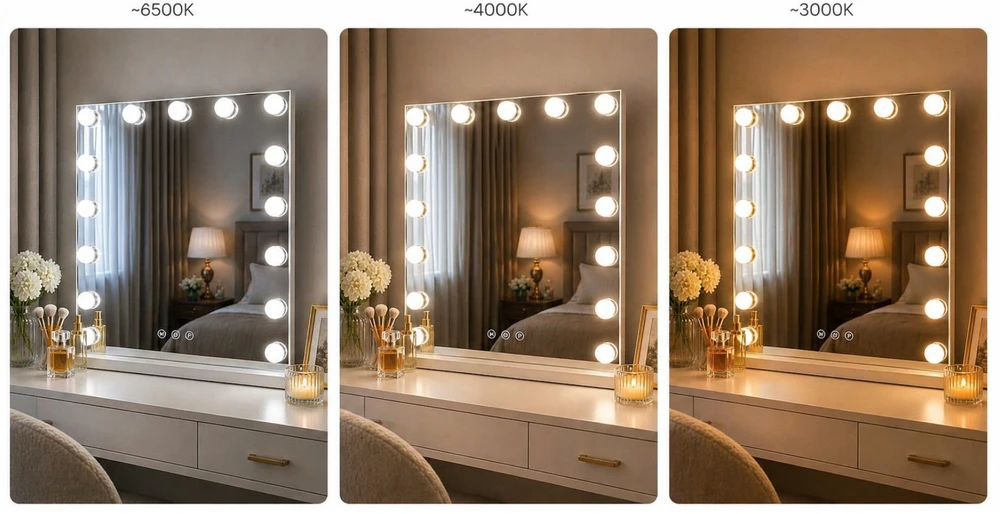 Beauty System Makiažo veidrodis su LED apšvietimu Hollywood 46×58 cm