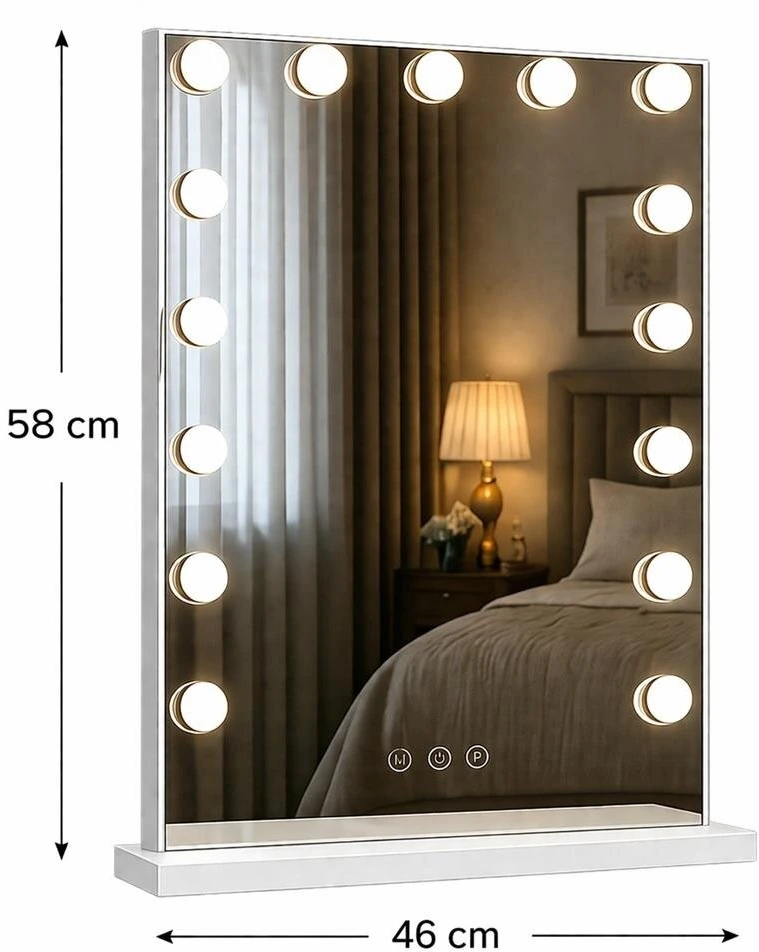 Beauty System Makiažo veidrodis su LED apšvietimu Hollywood 46×58 cm