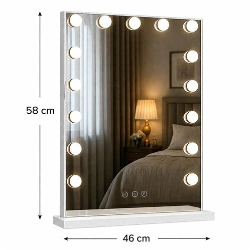 Beauty System Makiažo veidrodis su LED apšvietimu HOLLYWOOD 46x58cm