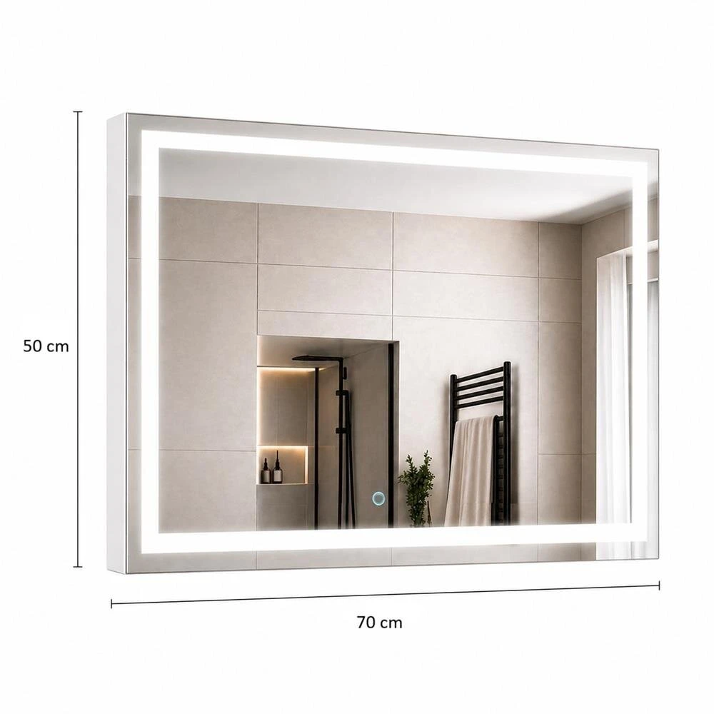 Beauty System Makiažo veidrodis su LED apšvietimu NEW YORK 50x70cm