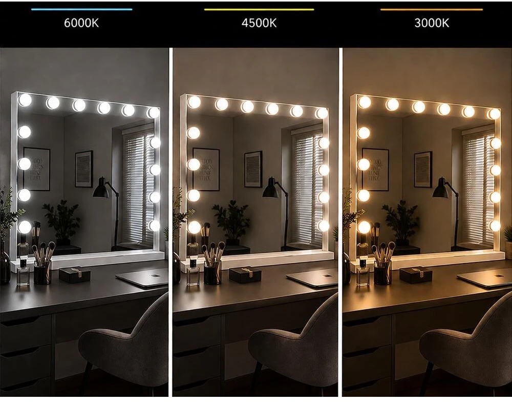 Beauty System Makiažo veidrodis su LED apšvietimu HOLLYWOOD 80x65cm