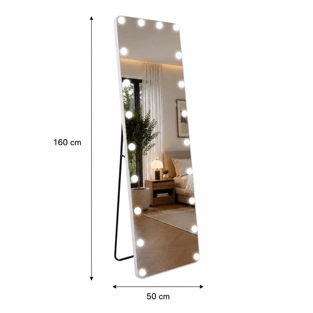 Beauty System pastatomas LED veidrodis su apšvietimu HOLLYWOOD, 160×50 cm (20 LED)