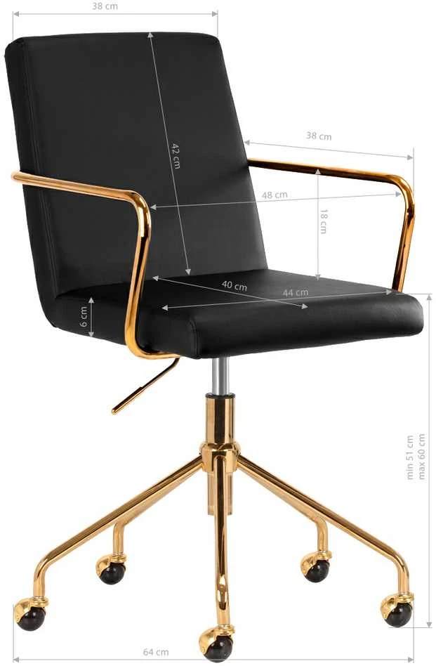 Activeshop Biuro kėdė su ratukais QS-OF211G Gold Juodas