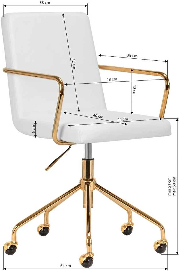 Activeshop CREAM Biuro kėdė su ratukais QS-OF211G Gold Kreminis Pilkas
