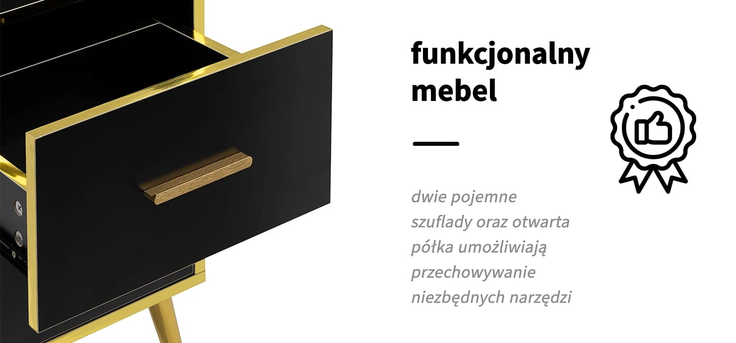 Activeshop Kirpėjo reikmenų spintelė Gabbiano Trix Gold Juodas aprašymas - Prekės nuotrauka