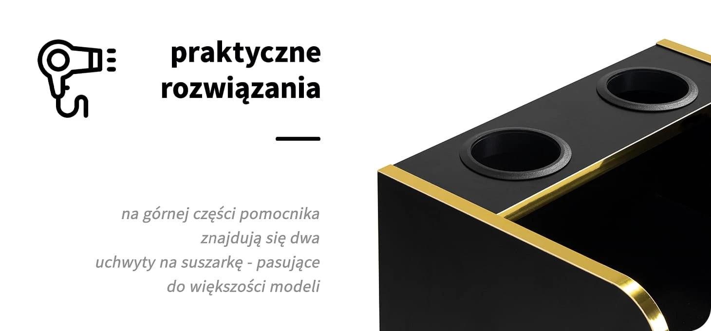 Activeshop Kirpėjo reikmenų spintelė Gabbiano Trix Gold Juodas aprašymas - Prekės nuotrauka