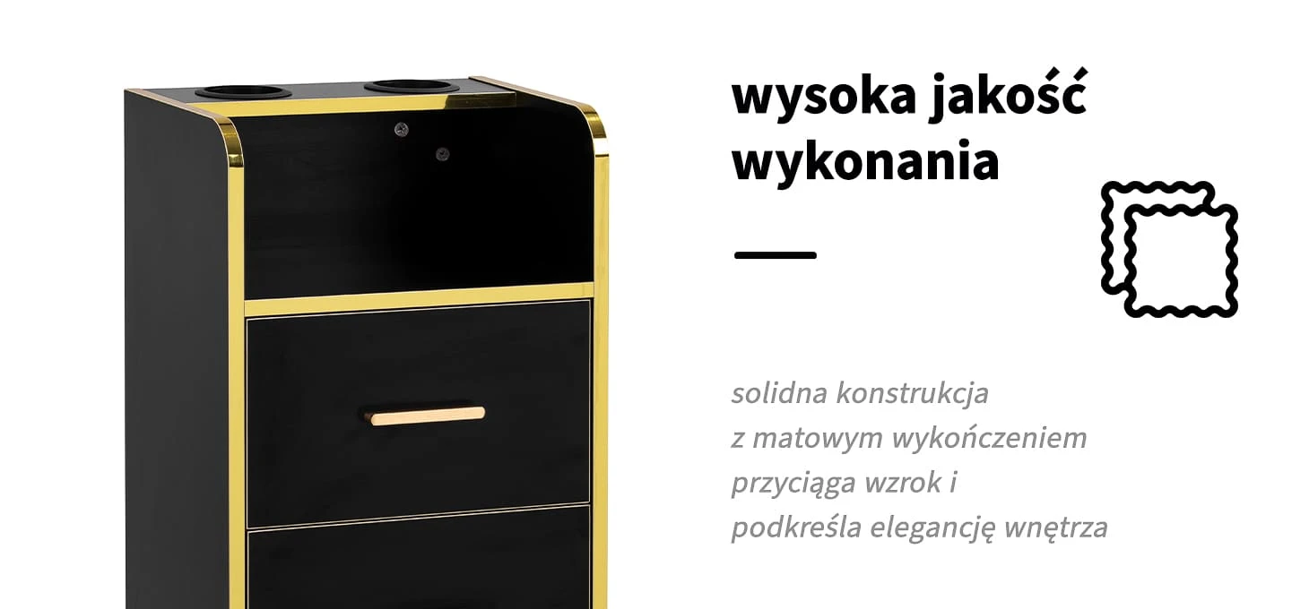 Activeshop Kirpėjo reikmenų spintelė Gabbiano Trix Gold Juodas aprašymas - Prekės nuotrauka