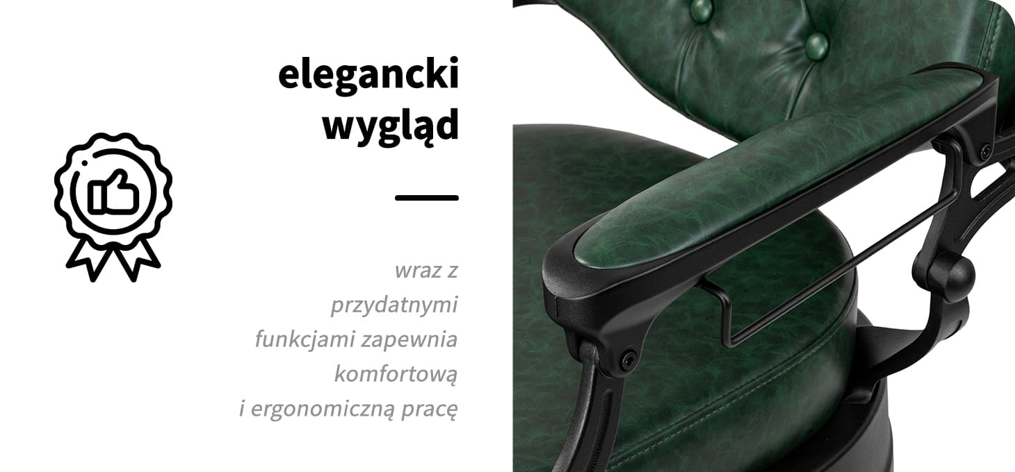 Activeshop Kirpyklos kėdė Barber Chair President Žalias Juodas aprašymas - Prekės nuotrauka