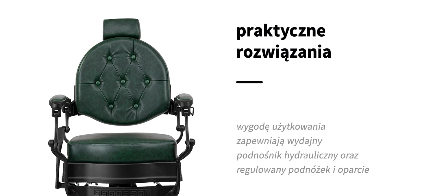 Activeshop Kirpyklos kėdė Barber Chair President Žalias Juodas aprašymas - Prekės nuotrauka