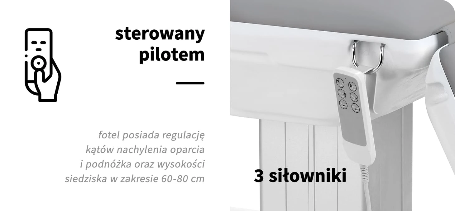 Activeshop Kosmetologinis krėslas Sillon Eclipse Electric 3 Motor Pilkas aprašymas - Prekės nuotrauka