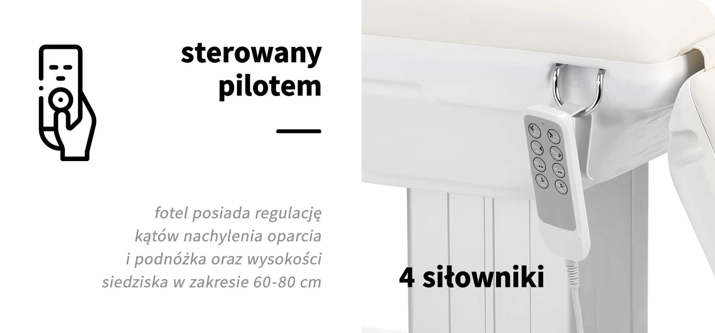 Activeshop Kosmetologinis krėslas Sillon Eclipse Electric 4 Motor Baltas aprašymas - Prekės nuotrauka