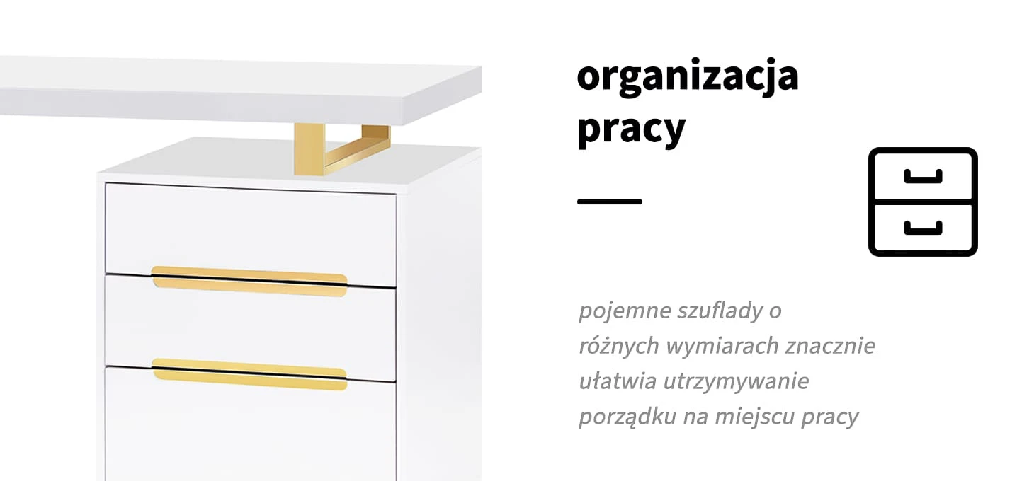 Activeshop Kosmetologinis stalas 3311G Gold Baltas aprašymas - Prekės nuotrauka