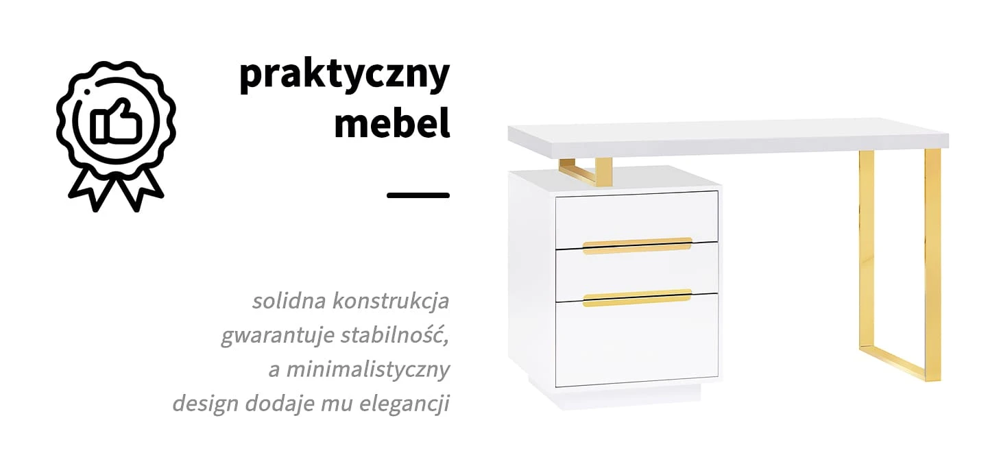 Activeshop Kosmetologinis stalas 3311G Gold Baltas aprašymas - Prekės nuotrauka