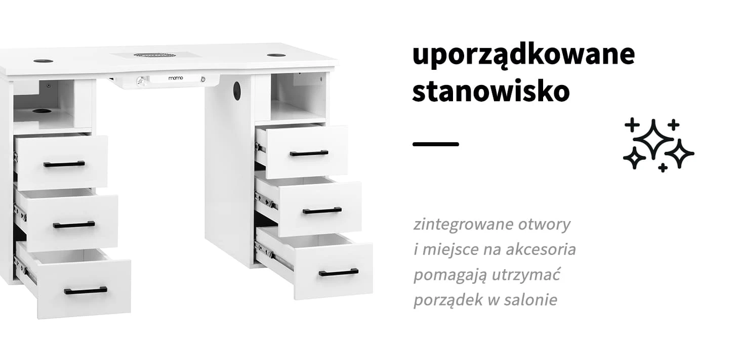 Activeshop Manikiūro stalas su dulkių ištraukėju MOMO L01 aprašymas - Prekės nuotrauka