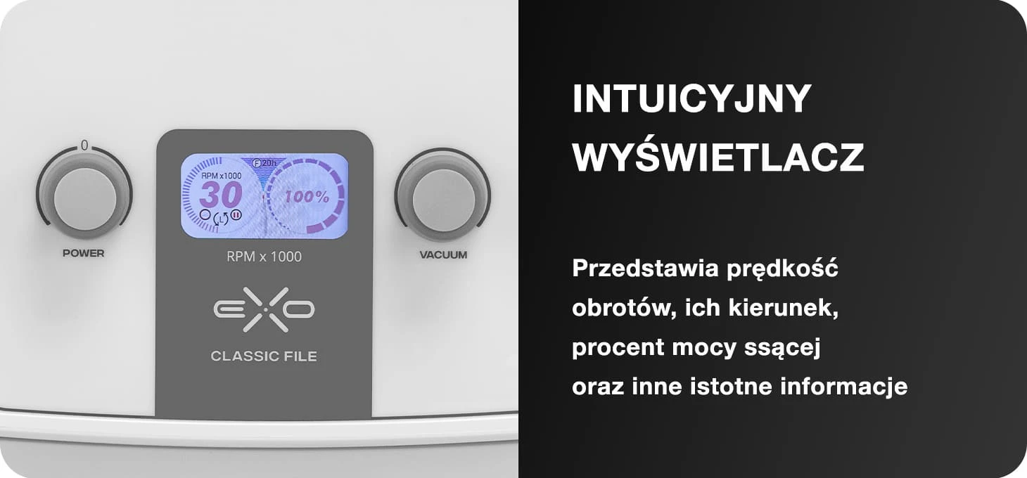 Activeshop Nagų freza manikiūrui ir pedikiūrui su dulkių siurbliu Exo Classic File New Edition aprašymas - Prekės nuotrauka