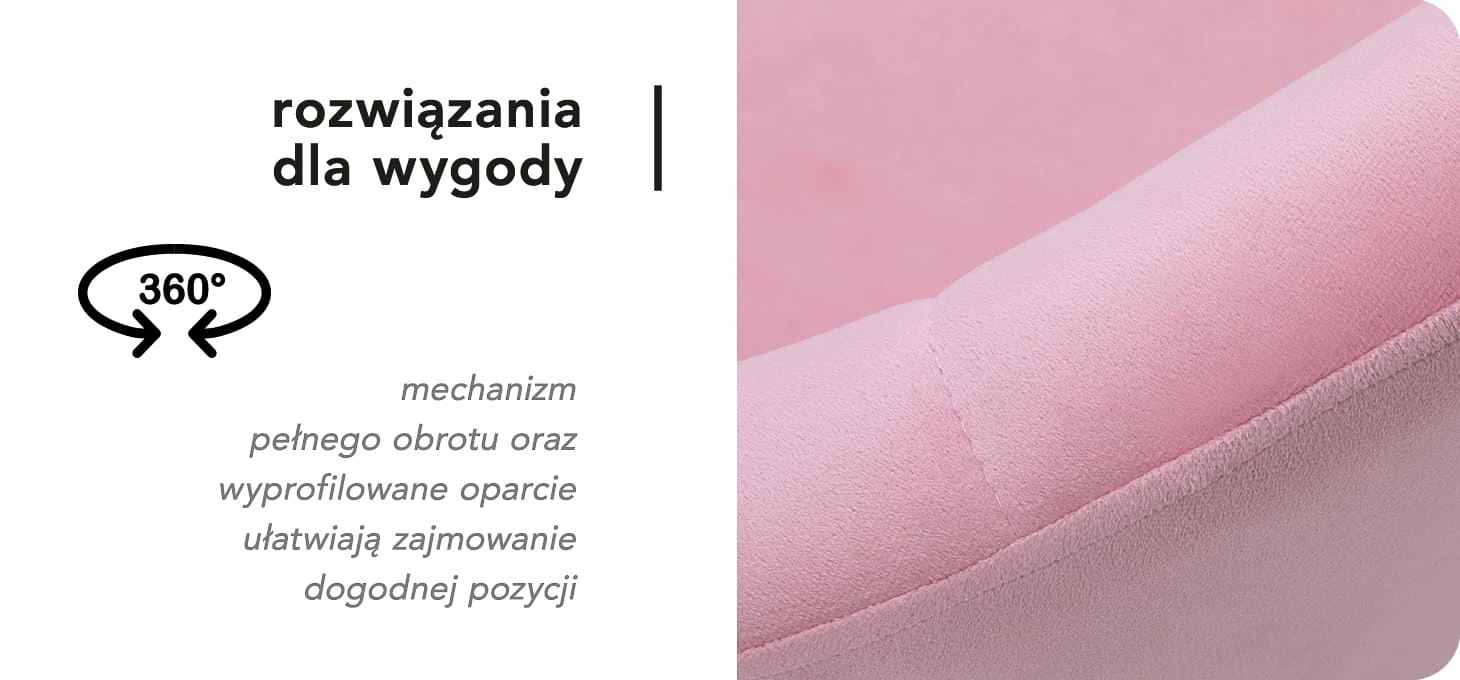 Activeshop Pasukamas fotelis 4Rico QS-BL12G Velvet Rožinė aprašymas - Prekės nuotrauka
