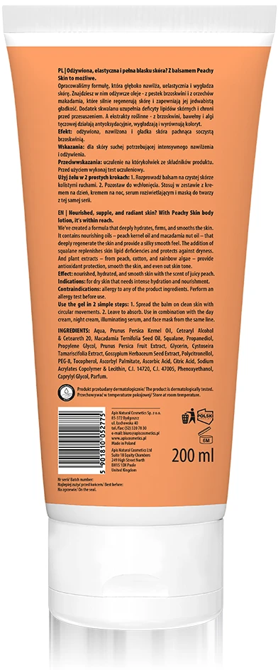 Activeshop Drėkinamasis kūno losjonas APIS Peachy Skin 200 ml