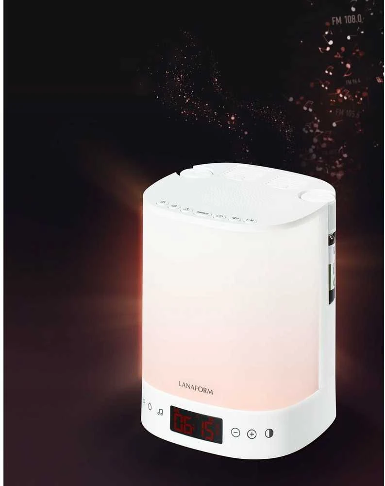 Drėkintuvas Šviesos žadintuvas su eterinių aliejaus garintuvu ir radija Lanaform Wake Up Scents