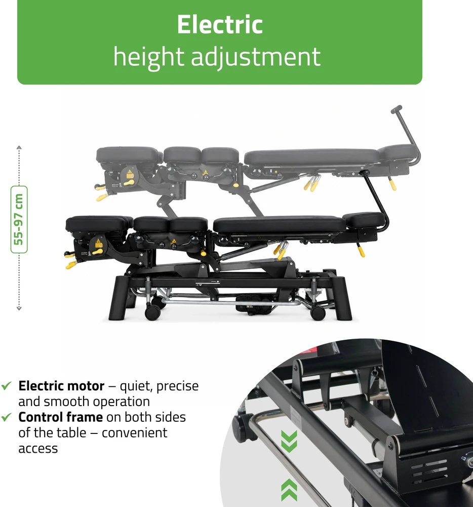 Elektrinis chiroprakcijos ir fizioterapijos stalas Habys Upright Chiro Z7, juodas