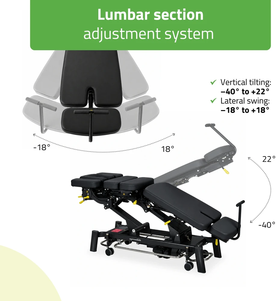 Elektrinis chiroprakcijos ir fizioterapijos stalas Habys Upright Chiro Z7, juodas