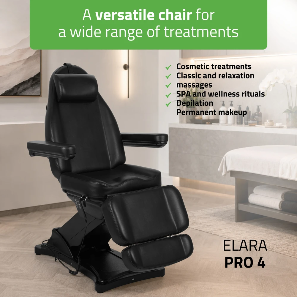 Elektrinis kosmetologinis krėslas Habys Elara PRO 4, juodas