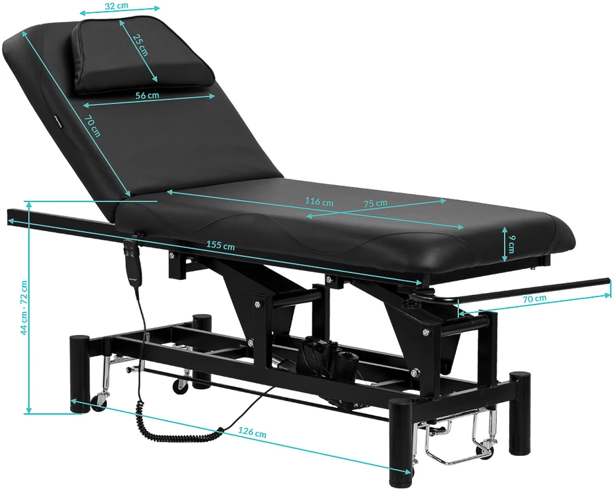 Activeshop Elektrinis masažo stalas Azzurro 684A, juodas (1 pavara)