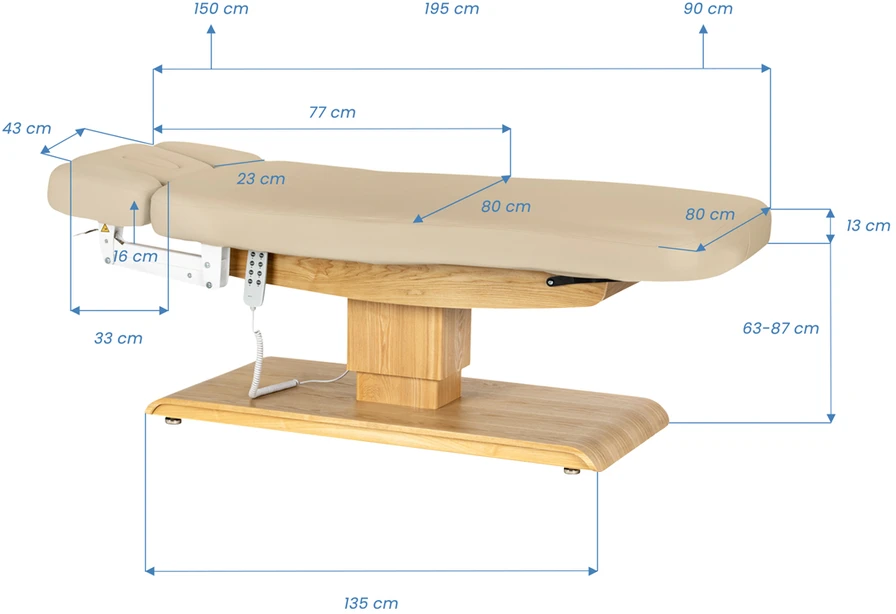 Activeshop Sillon Relax kosmetologinis gultas 63–87 cm aukštis smėlinė