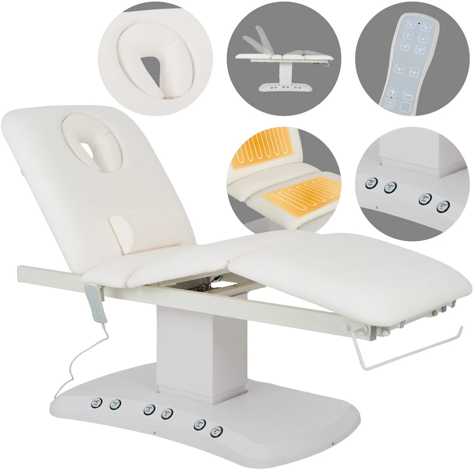 Habys Elektrinis masažo gultas Serenity ERGO 4 Satin Comfort su šildymu, baltas