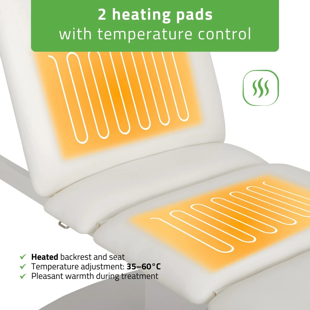 Habys Elektrinis masažo gultas Serenity ERGO 4 Satin Comfort su šildymu, baltas
