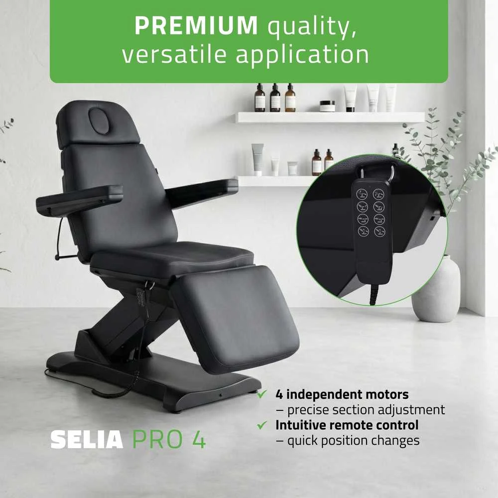 Habys Elektrinis kosmetologinis krėslas Selia PRO 4 Touch Core K315 Juodas