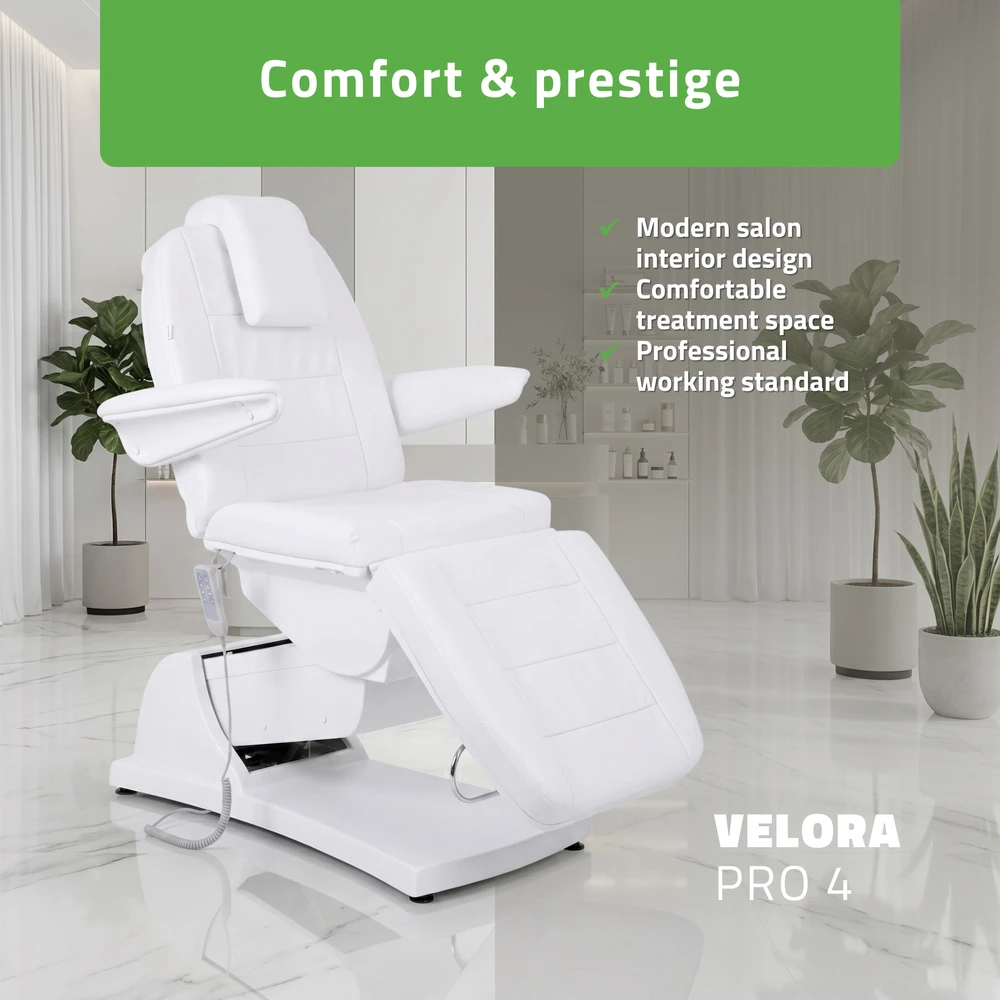 Habys Elektrinis kosmetologinis krėslas Velora PRO 4 Touch Core, baltas