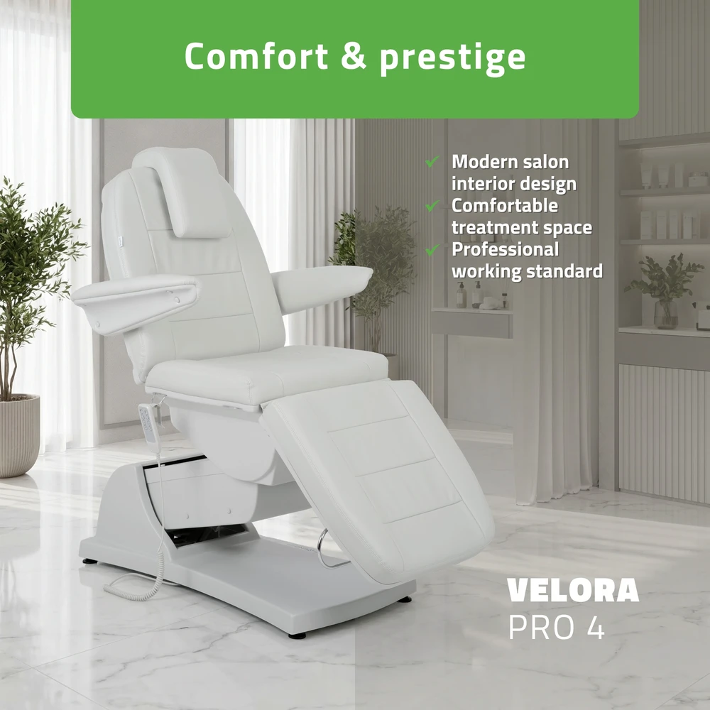 Habys Elektrinis kosmetologinis krėslas Velora PRO 4 Touch Core, pilkas