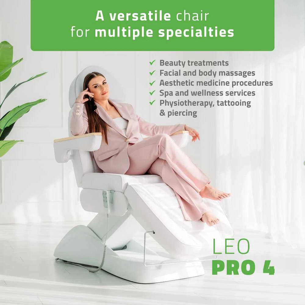 Habys Elektrinis kosmetologinis krėslas Leo PRO 4 Baltas
