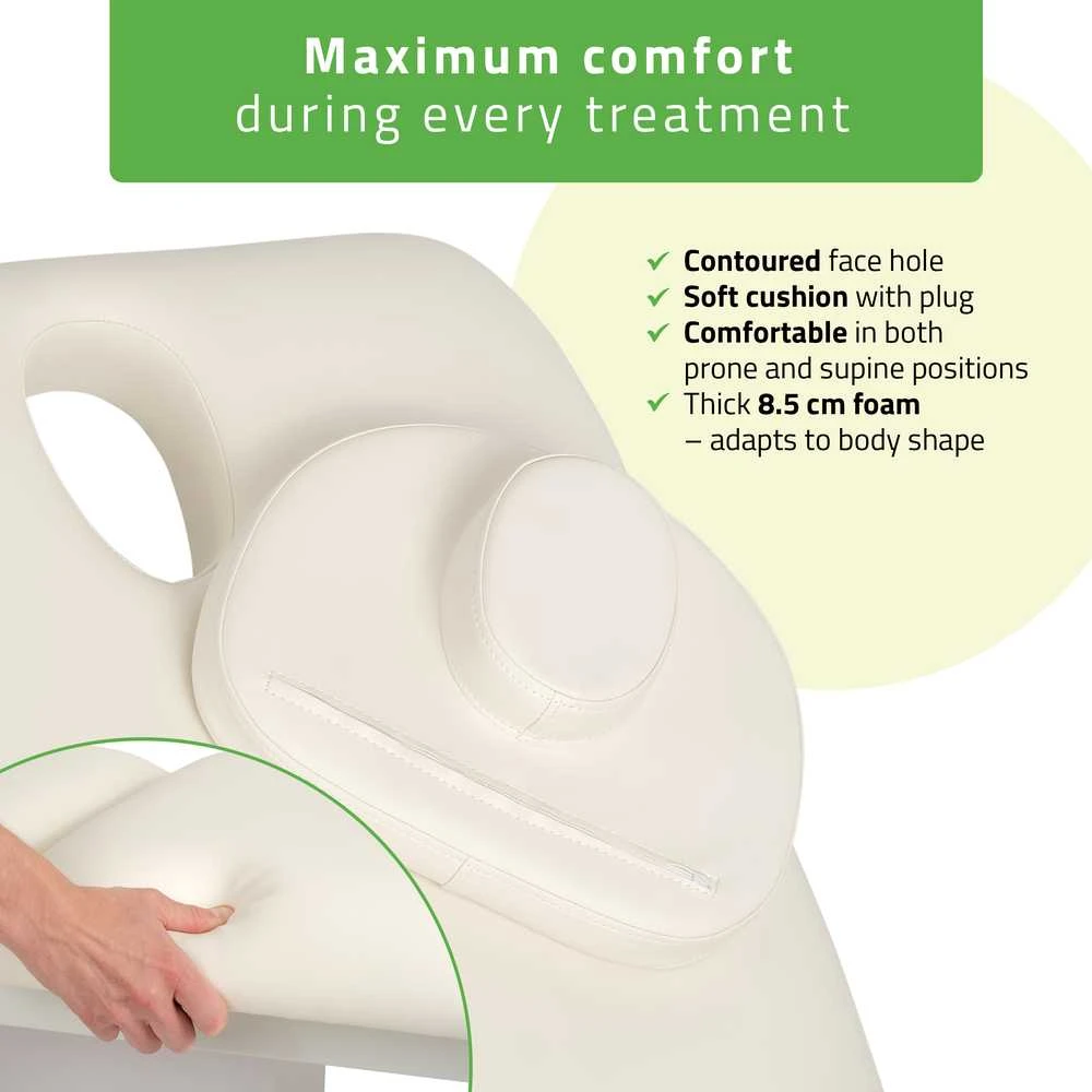 Habys Elektrinis masažo gultas Serenity ERGO 4 Satin Comfort su šildymu, baltas