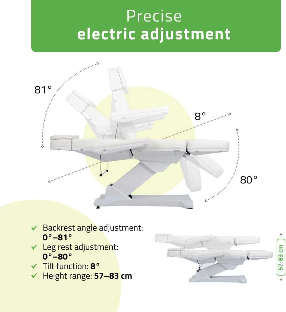 Habys Elektrinis kosmetologinis krėslas Selia PRO 4 Touch Core K301 Baltas