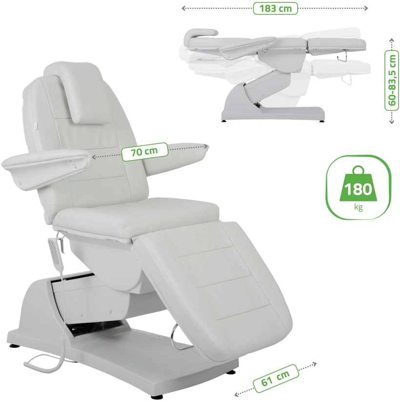 Habys Elektrinis kosmetologinis krėslas Velora PRO 4 Touch Core, pilkas