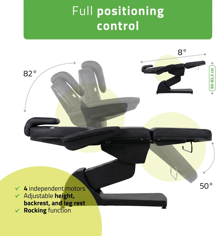 Habys Elektrinis kosmetologinis krėslas Velora PRO 4 Touch Core, juodas