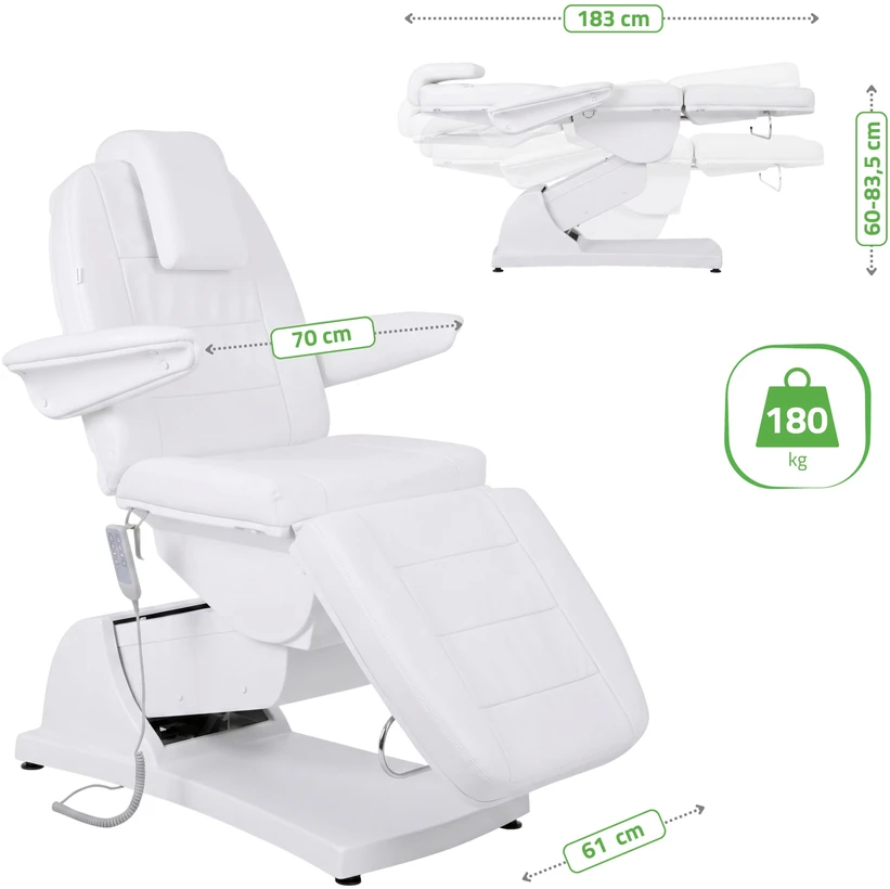 Habys Elektrinis kosmetologinis krėslas Velora PRO 4 Touch Core, baltas