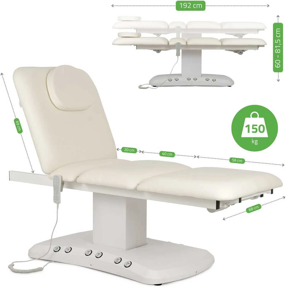 Habys Elektrinis masažo gultas Serenity ERGO 4 Satin Comfort su šildymu, baltas