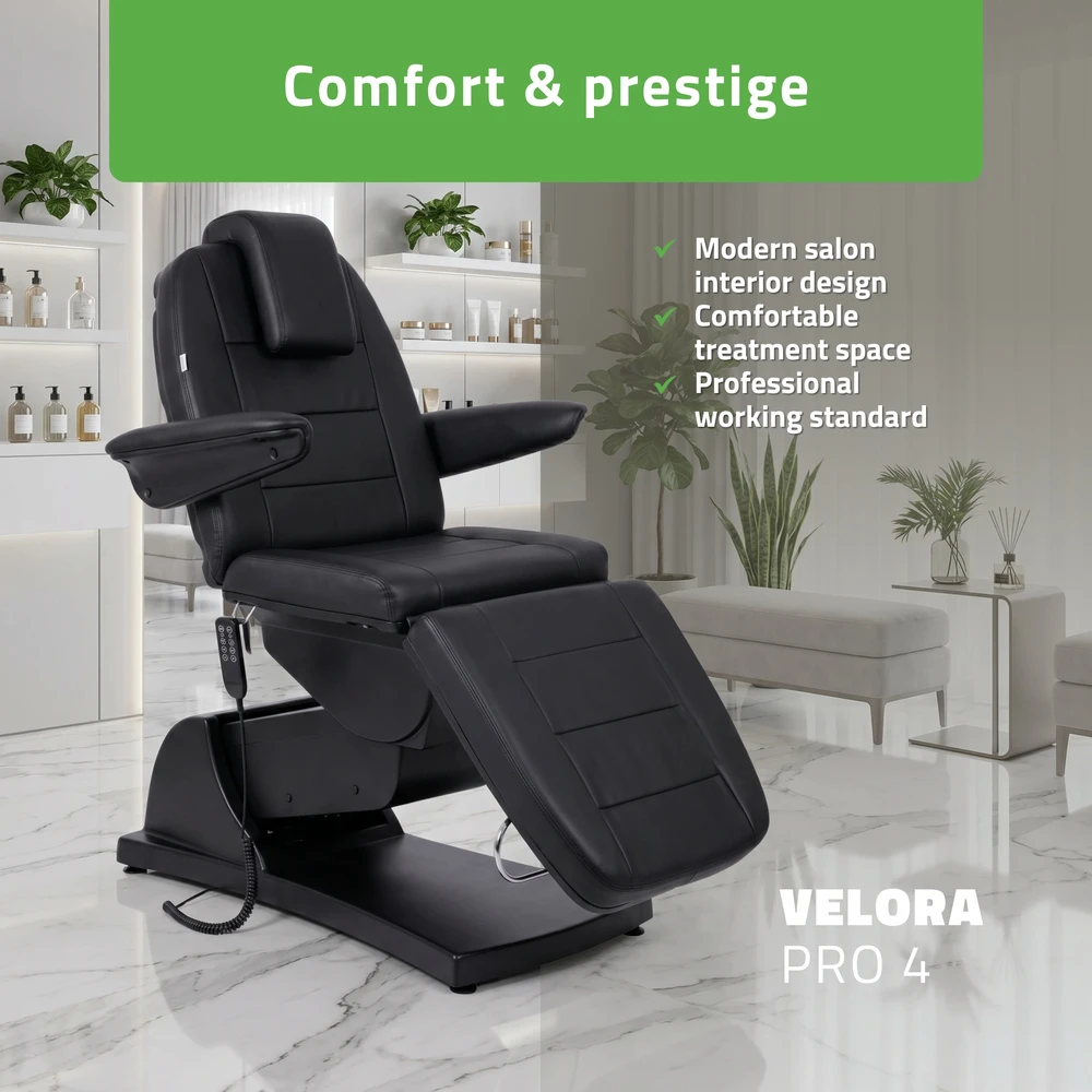 Habys Elektrinis kosmetologinis krėslas Velora PRO 4 Touch Core, juodas