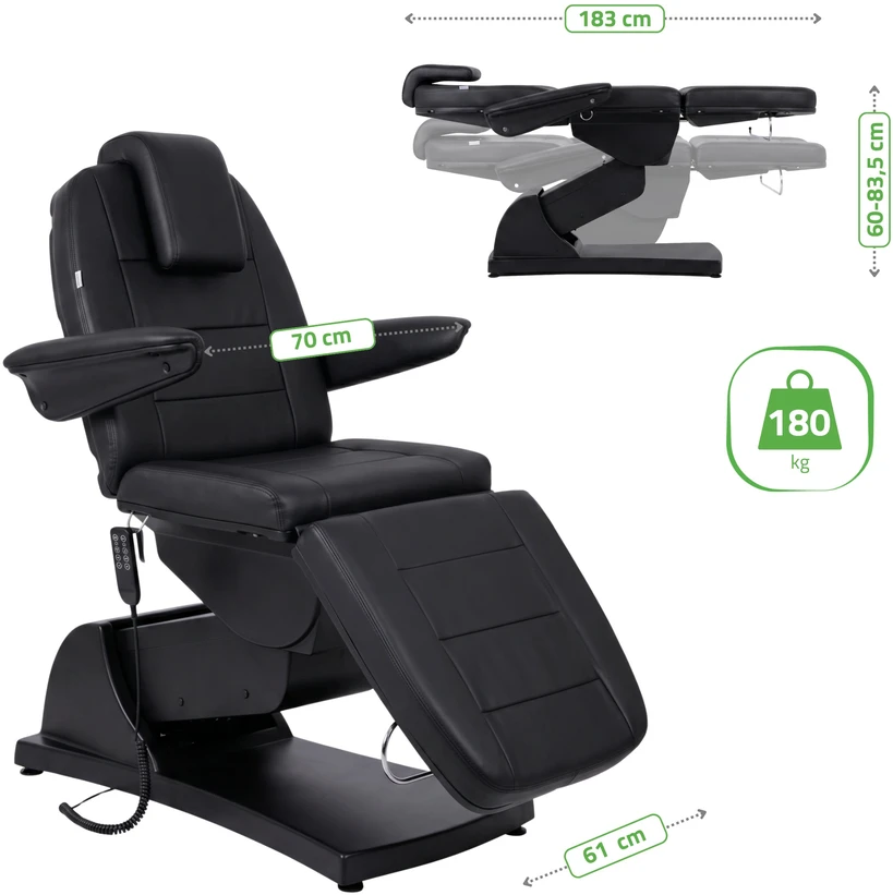 Habys Elektrinis kosmetologinis krėslas Velora PRO 4 Touch Core, juodas