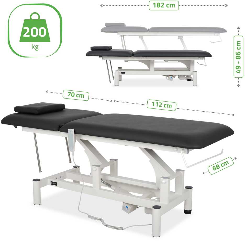 Habys Elektrinis kosmetologinis masažo stalas Optima Satin Comfort K715 Juodas